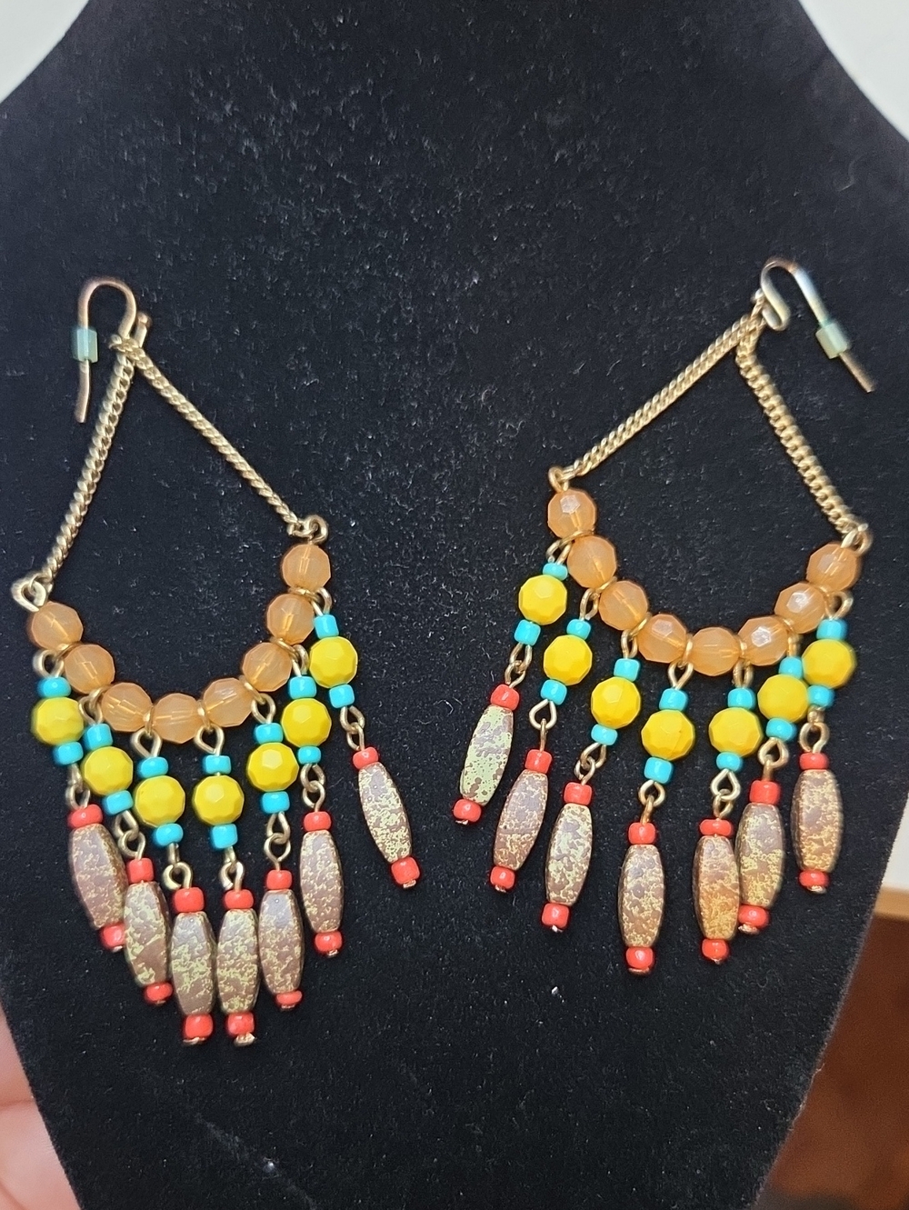 Boho Beaded Dangle Earrings - Multicolor